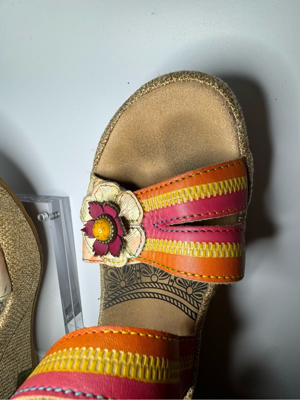 L’Artiste Spring Step KARNIT hand painted Floral Leather Espadrille Wedge EU 41 - Picture 6 of 13
